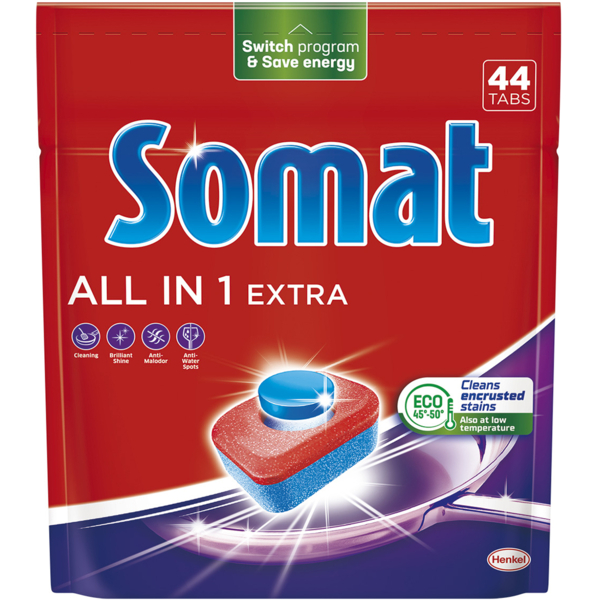 Таблетки для посудомийної машини Somat All in 1 Extra, 44 шт. - Pampik