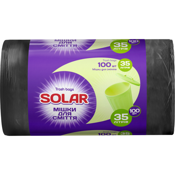 Мешки для мусора Solar 35 л, 100 шт. - Pampik