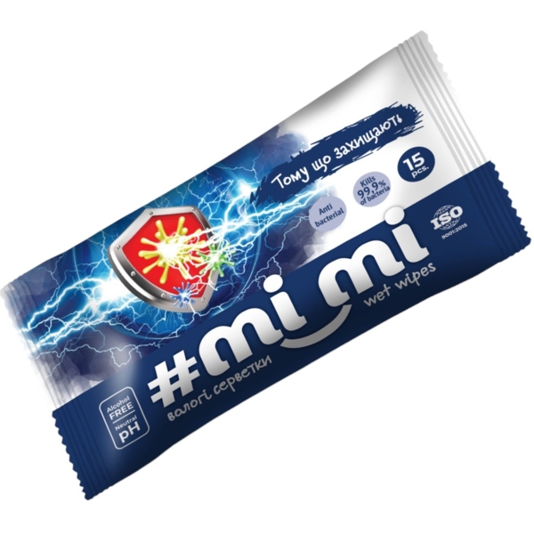 Салфетки влажные mi_mi Антибактериальные,15 шт. - Pampik