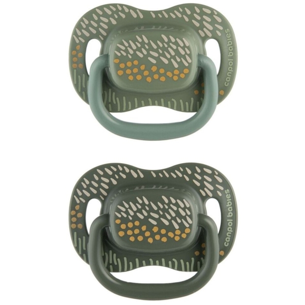 Пустышка силиконовая Canpol babies Mountains симметричная, 6-18 месяцев, 2 шт., зеленый (34/931_gre) - Pampik