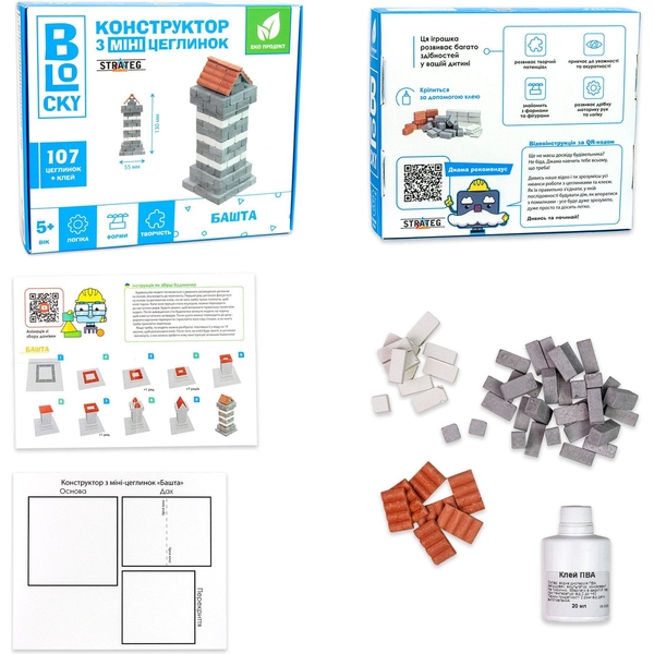 Конструктор из мини-кирпичиков Strateg Blocky Башня, 107 элементов (31022) - Pampik - 2