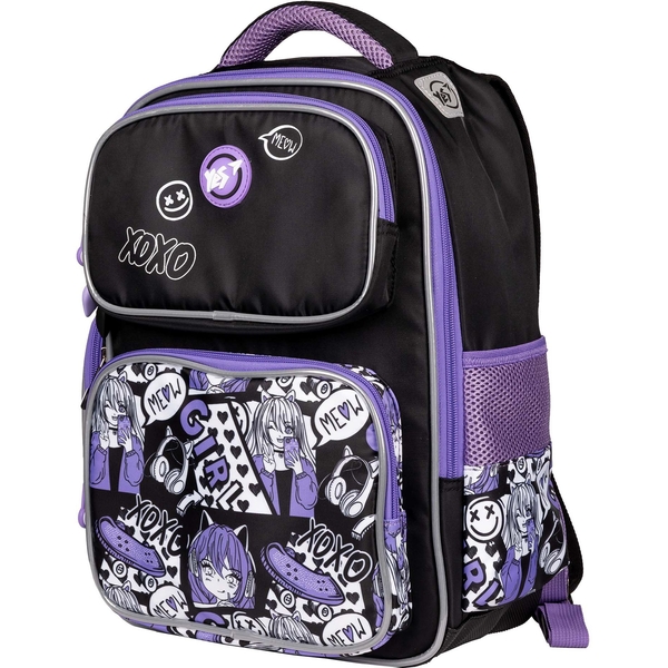 Рюкзак школьный Yes S-101 Anime, черный с фиолетовым (559590) - Pampik