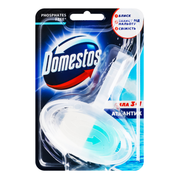 Блок для унитаза гигиенический Domestos Сила 3в1 Атлантик, 35 г - Pampik