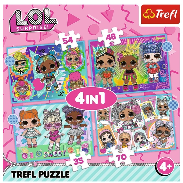 Пазли Trefl 4 в 1 Знайомтеся з ляльками Дівчатками із загадками (34613) - Pampik - 2