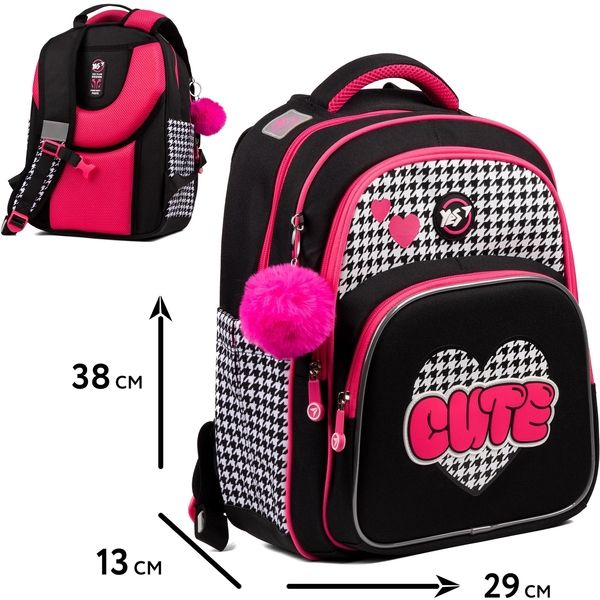 Рюкзак школьный Yes S-91 Cute, черный с розовым (559586) - Pampik - 13
