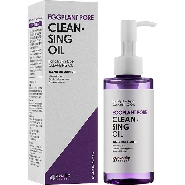 Олія гідрофільна двофазна для обличчя Eyenlip Eggplant pore cleansing oil з екстрактом баклажану 150 мл - Pampik