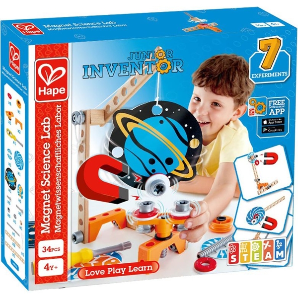 Конструктор Hape Junior Inventor Магнитная лаборатория 34 деталей (E3033) - Pampik