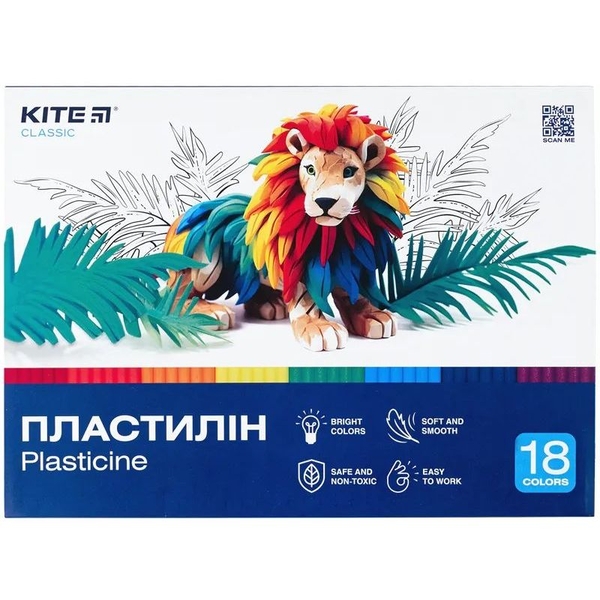 Пластилин восковой Kite Classic 18 цветов 360 г (K-085) - Pampik