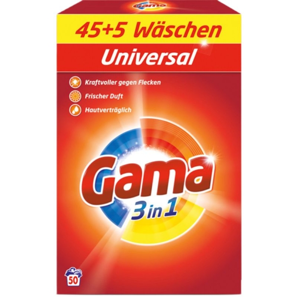 Пральний порошок Gama 3 в 1 Універсальний, 3 кг - Pampik