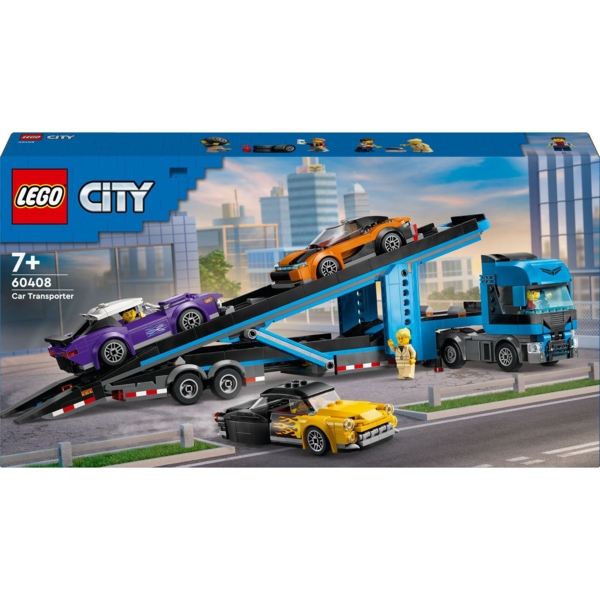 Конструктор LEGO City Вантажівка-транспортер зі спортивними авто, 998 деталей (60408) - Pampik