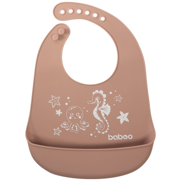 Нагрудник силіконовий Baboo Sea Life cacao (11-019) - Pampik