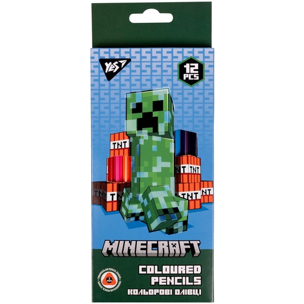 Карандаши цветные Yes Minecraft,12 шт. (290701) - Pampik