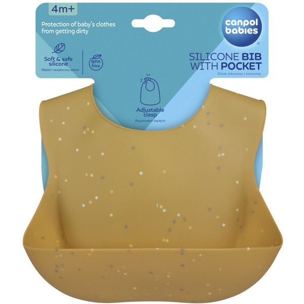 Слинявчик силіконовий Canpol Babies з кишенькою (51/029_yel) - Pampik - 4