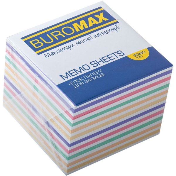 Блок паперу для нотаток Buromax Зебра непроклеєний 90х90х70 мм різнобарвний (BM.2269) - Pampik
