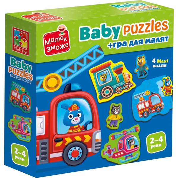 Пазли картонні з грою Vladi Toys Малюк зможе Транспорт Тварини, 14 елементів (VT1722-28) - Pampik