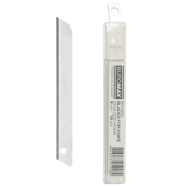 Леза для ножів Buromax 9 мм 10 шт. (BM.4690) - Pampik