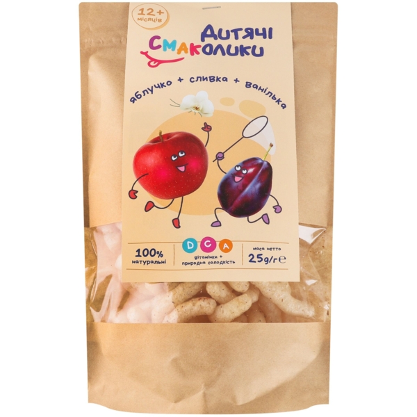 Палочки неглазированные Детские вкусности Яблоко, слива, ваниль, 25 г - Pampik