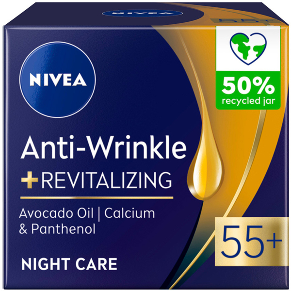 Нічний крем проти зморщок + ревіталізація Nivea Anti-Wrinkle Revitalizing 55+ 50 мл - Pampik