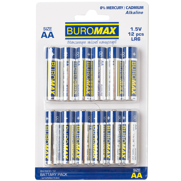 Батарейки АА Buromax LR6 12 шт. (BM.5900-12) - Pampik
