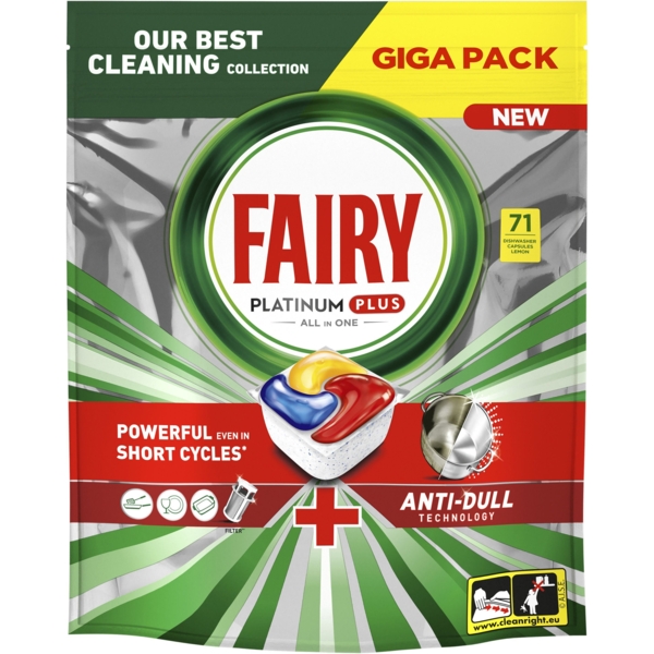 Капсули для посудомийних машин Fairy Platinum Plus Все-в-1, 71 шт. - Pampik
