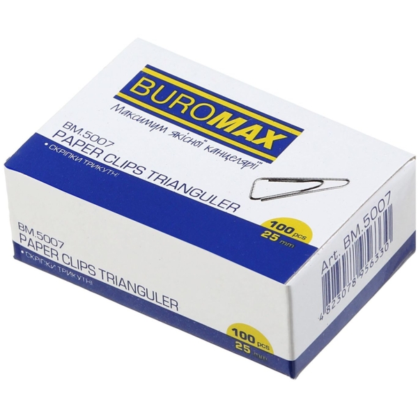 Скріпки нікельовані Buromax 25 мм 100 шт. (BM.5007) - Pampik