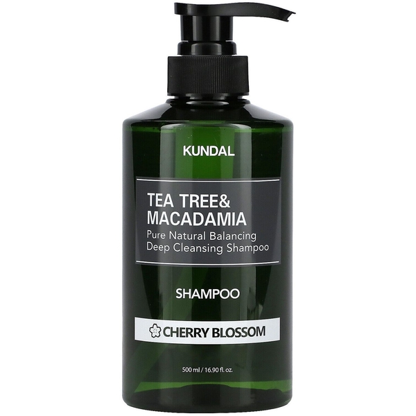 Шампунь для волосся Kundal Tea Tree & Macadamia Deep Cleansing Shampoo Cherry Blossom проти лупи з ароматом вишневого цвіту натуральний 500 мл - Pampik