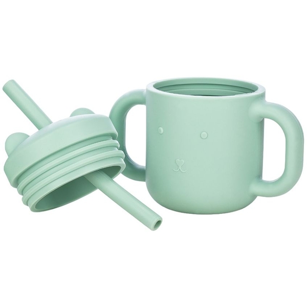 Силіконова чашка дитяча FreeOn з ручками і соломинкою м`ятна (46354) - Pampik