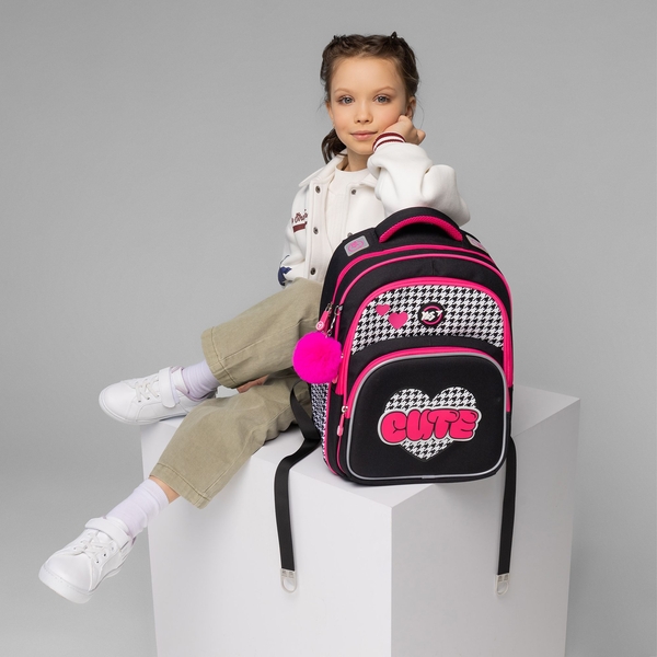 Рюкзак школьный Yes S-91 Cute, черный с розовым (559586) - Pampik - 14