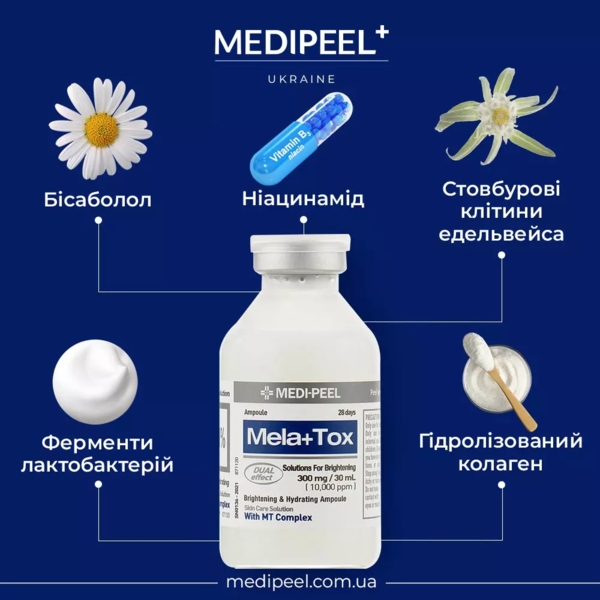 Сыворотка для лица Medi-Peel Mela Plus Tox Ampoule осветляющая с ниацинамидом 35 мл - Pampik - 3