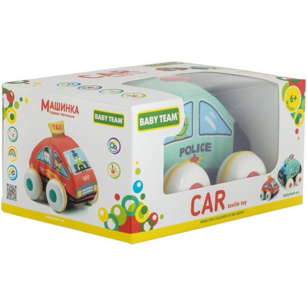 Игрушка текстильная Baby Team Машинка Полиция (8420) - Pampik - 4