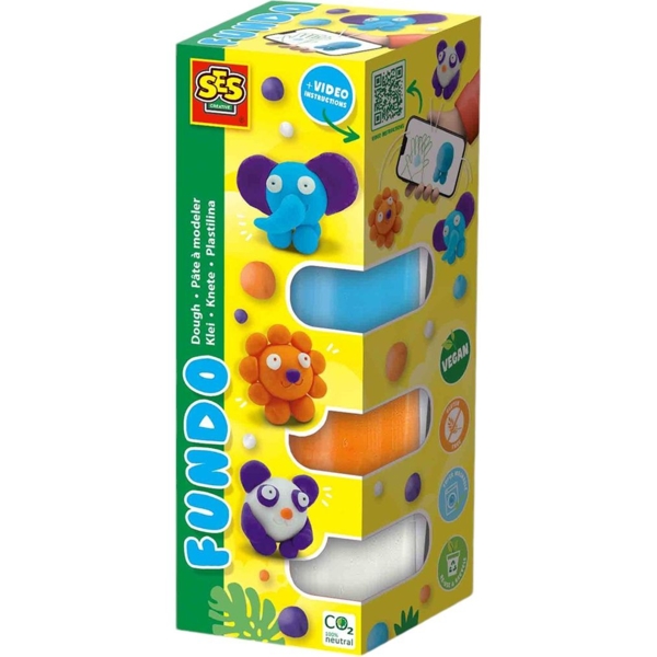 Незасыхающая масса для лепки Ses Creative FunDo Дикие животные 4 цвета (00813S) - Pampik