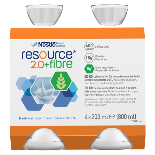 Ентеральне харчування Nestle Health Science Resource 2.0+Fibre із нейтральним смаком, 4 шт. по 200 мл - Pampik - 6