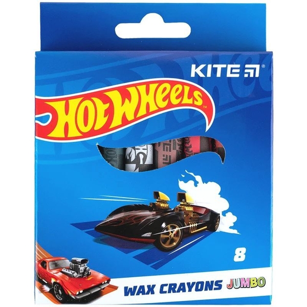 Мел восковой Kite Jumbo Hot Wheels 8 шт. (HW24-076) - Pampik