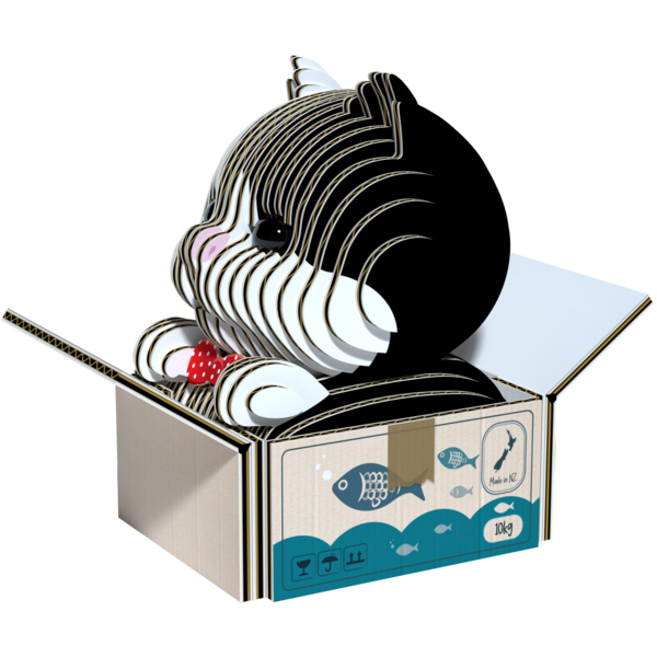 Збірна 3Д модель Eugy Зоопарк Кошеня чорно-біле (XEG-089) - Pampik