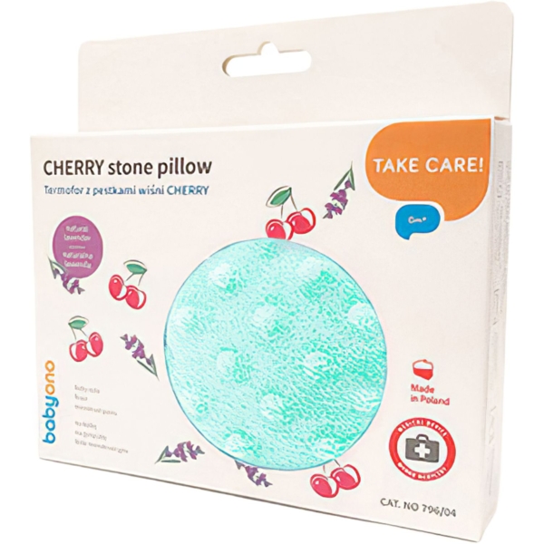 Грелка BabyOno Cherry с косточками вишни и ароматом лаванды, 13х16 см, мятный (796/04) - Pampik