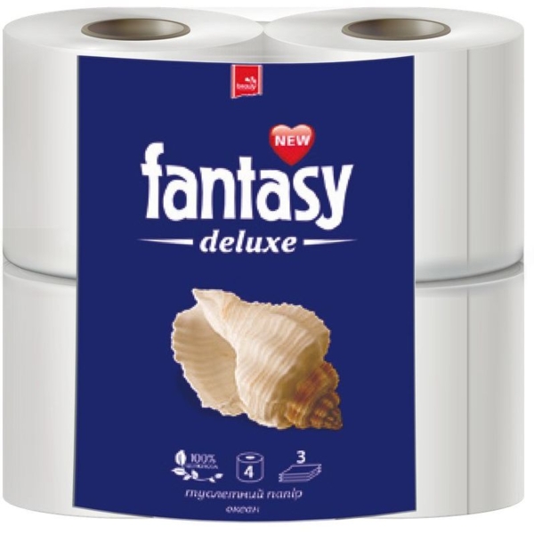 Туалетная бумага Fantasy Deluxe Океан, 3 слоя, 4 рулона - Pampik