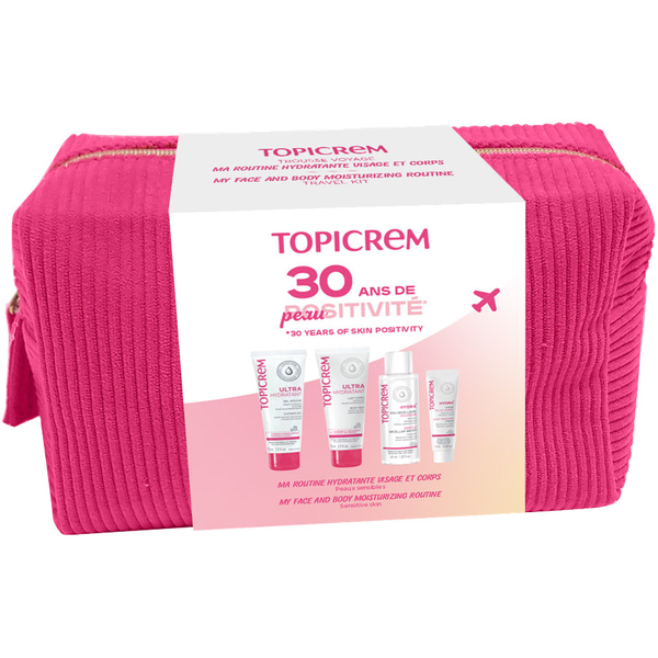 Набір: Міцелярна вода Topicream Hydra+ 40 мл + Крем для обличчя Topicrem Hydra+ Light Radiance Cream 15 мл + Ультразволожуюча емульсія для тіла Topicrem Ultra Hydratant 75 мл + Ультразволожуючий гель для душу Topicream 75 мл - Pampik