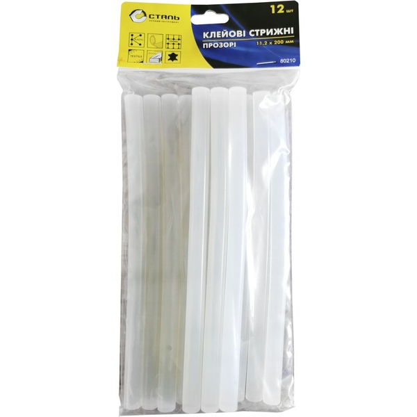 Клеевые стержни Сталь 11.2х200 мм 12 шт. прозрачные (97532) - Pampik