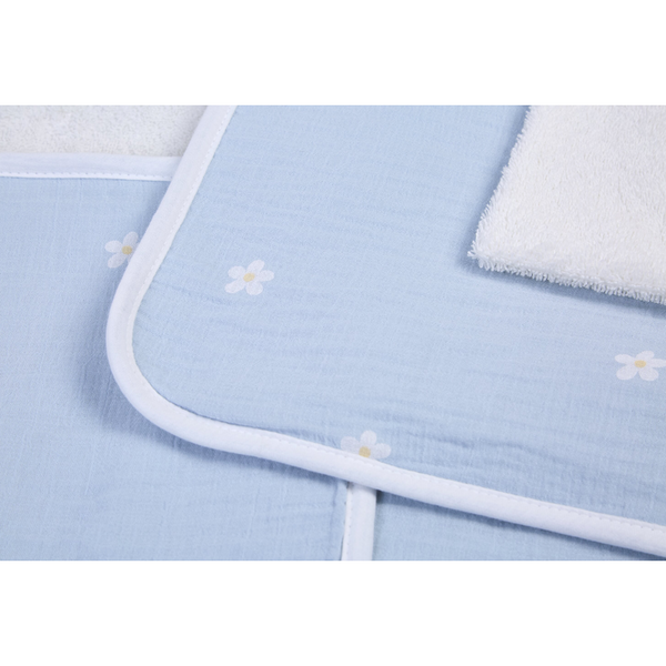 Рушник з капюшоном та рукавичкою Childhome, 80x80 см, flower blue (CCBCMBF) - Pampik - 4