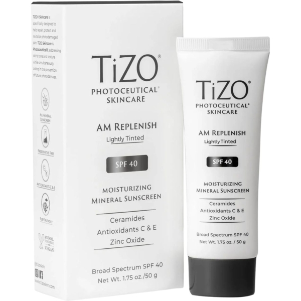 Дневной крем с легким оттенком TiZO Photoceutical Skincare AM Replenish Lightly Tinted SPF 40, 50 г - Pampik