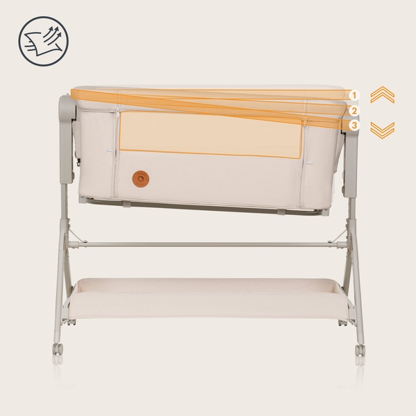 Ліжечко приставне Lionelo Leonie Plus Beige Sand, бежевий - Pampik - 8