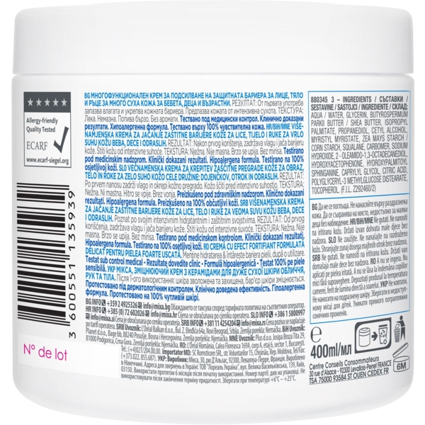 Укрепляющий крем Mixa Ceramide Protect с Керамидами для очень сухой кожи 400 мл - Pampik - 2