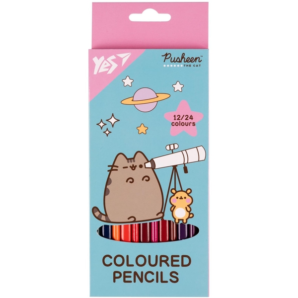 Олівці кольорові Yes Pusheen. Cheek двосторонні,12 шт., 24 кольори (290745) - Pampik