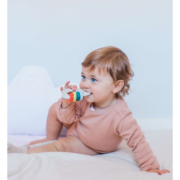 Прорізувач силіконовий Suavinex Step 3, з брязкальцем, блакитний (401441) - Pampik - 4