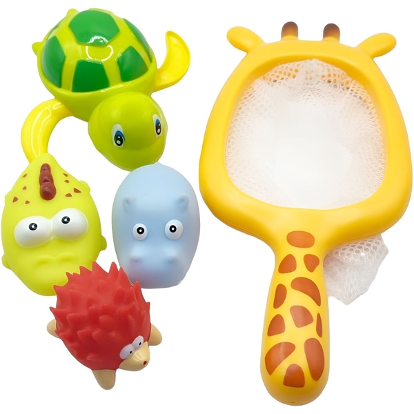 Набор игрушек для купания Bibi Toys Сачок жираф и 4 зверюшки (760790BT) - Pampik - 2