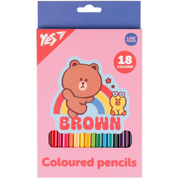 Цветные карандаши Yes Line Friends. Choco and Sally, 18 шт. (290734) - Pampik