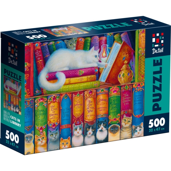 Пазлы De.tail Кошки в библиотеке, 500 элементов (DT500-11) - Pampik