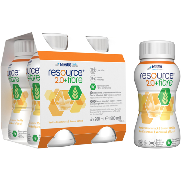Ентеральне харчування Nestle Health Science Resource 2.0+Fibre зі смаком ванілі, 4 шт. по 200 мл - Pampik
