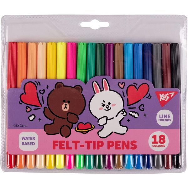 Фломастеры Yes Line Friends, 18 шт. (650551) - Pampik