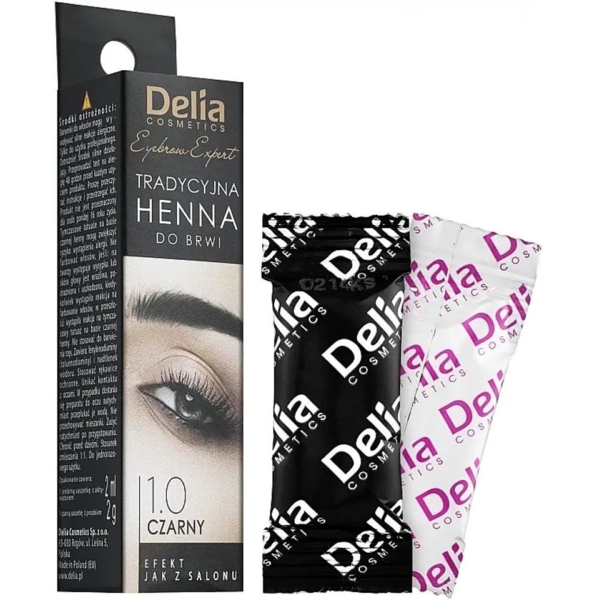 Краска для бровей хна в порошке Delia Cosmetics оттенок 1.0 черная 2 г - Pampik - 2